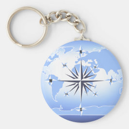 Blue Compass Rose World Map Schlüsselkette Schlüsselanhänger