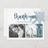 Blue Compass Wedding Foto Vielen Dank Postkarte (Vorne/Hinten)