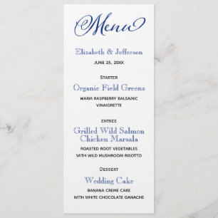 Blue Compass Wedding Menu Card Menükarte
