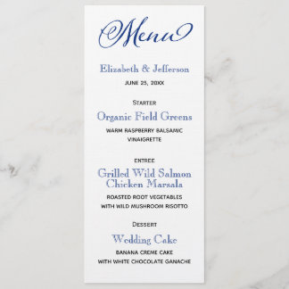 Blue Compass Wedding Menu Card Menükarte