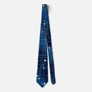 Blue Computer Circuit Board Krawatte