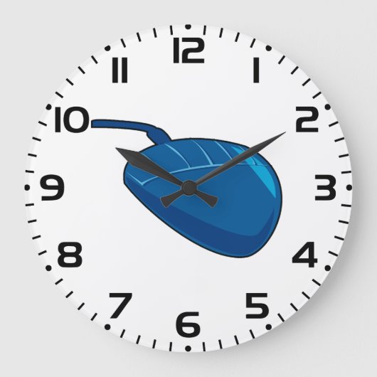 Blue Computer Mouse Große Wanduhr (Vorderseite)