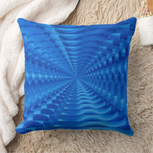 Blue Concentric Quadrate Throw Kissen