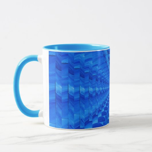 Blue Concentric Squares Tasse (Links)