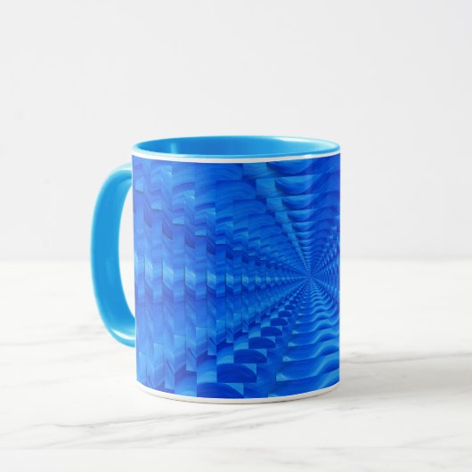 Blue Concentric Squares Tasse (Vorderseite Links)