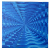 Blue Concentric Squares Tile Fliese (Vorderseite)