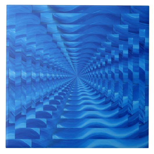 Blue Concentric Squares Tile Fliese (Vorderseite)