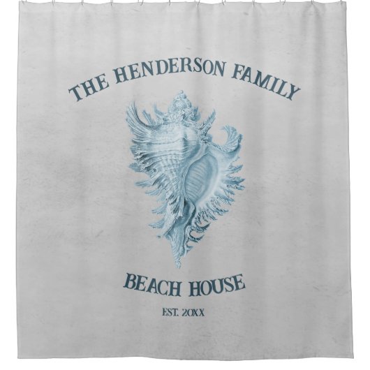 Blue Conch Muschel Duschvorhang (Vorderseite)