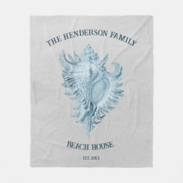 Blue Conch Muschel Fleecedecke