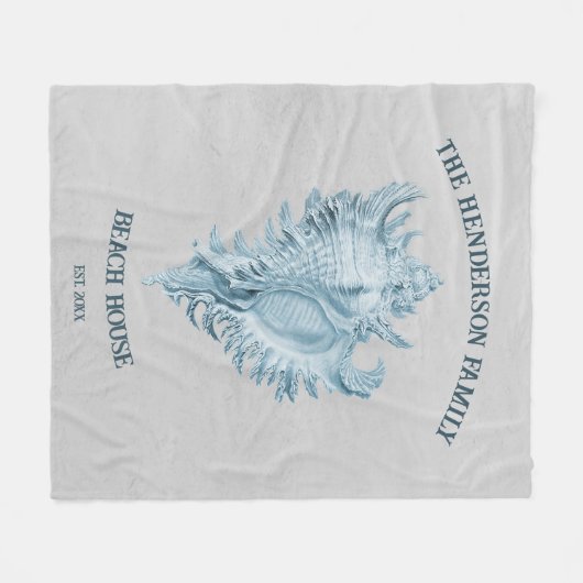 Blue Conch Muschel Fleecedecke (Vorderseite (Horizontal))