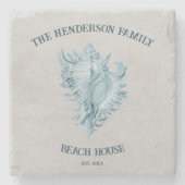 Blue Conch Muschel Steinuntersetzer (Vorderseite)