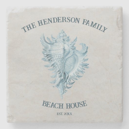 Blue Conch Muschel Steinuntersetzer (Vorderseite)