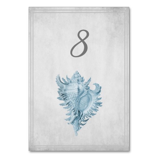 Blue Conch Muschel Tischnummer Card (Vorderseite)