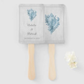 Blue Conch Muschel Wedding Hand Fans Fächer (Vorne und Hinten)