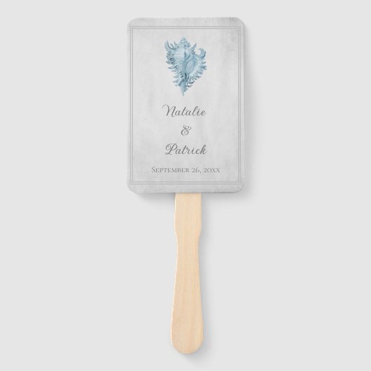 Blue Conch Muschel Wedding Hand Fans Fächer (Vorderseite)