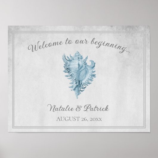 Blue Conch Muschel Wedding Poster (Vorne)