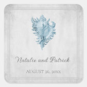 Blue Conch Muschel Wedding Stickers (Vorderseite)