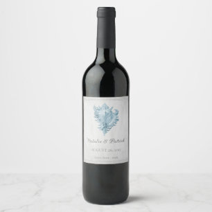 Blue Conch Muschel Wedding Wine Label Weinetikett