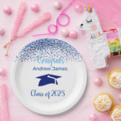 Blue Confetti 2025 Abschluss - Glückwünsche Pappteller (Party)