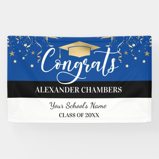 Blue Confetti Abschluss Banner (Horizontal)