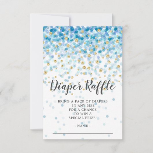 Blue Confetti Baby Showdusche Windeln Raffle Ticke Einladung (Vorderseite)