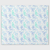 Blue Confetti Birthday Wrapping Paper Geschenkpapier (Flach)