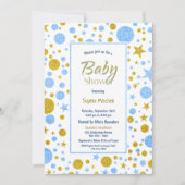 Blue Confetti Boy Baby Dusche Einladung (Vorderseite)