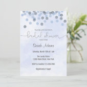 Blue Confetti Bridal Dusche Einladung (Stehend Vorderseite)