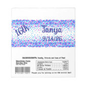 Blue Confetti Candy Bar Wrapper Gastgeschenk Notizblock (Vorderseite)