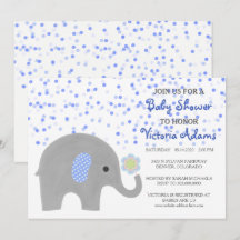 Blue Confetti Elephant Baby Dusche