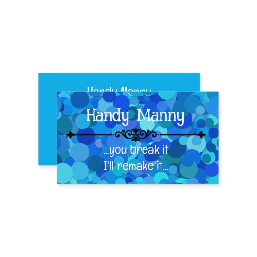 Blue Confetti Glitzer CUSTOM Business Card Visitenkarte (Vorderseite/Rückseite Beispiel)