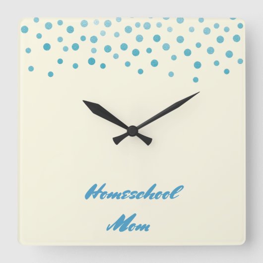 Blue Confetti Homeschool Mama Quadratische Wanduhr (Vorderseite)
