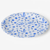 Blue Confetti Pappteller (Schrägansicht)