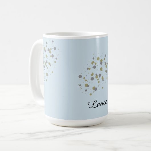 Blue Confetti Punkte mit Namen Kaffeetasse (Vorderseite Links)