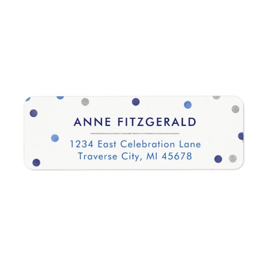 Blue Confetti Rücksendeadressen-Aufkleber (Vorne)