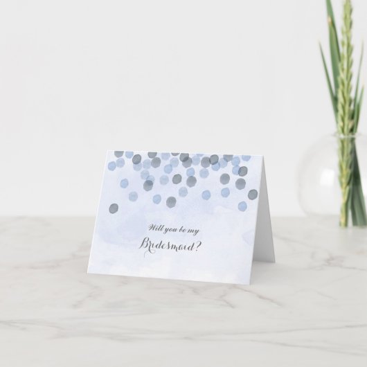 Blue Confetti Will You Be My Bridesmaid Card Einladung (Vorderseite)