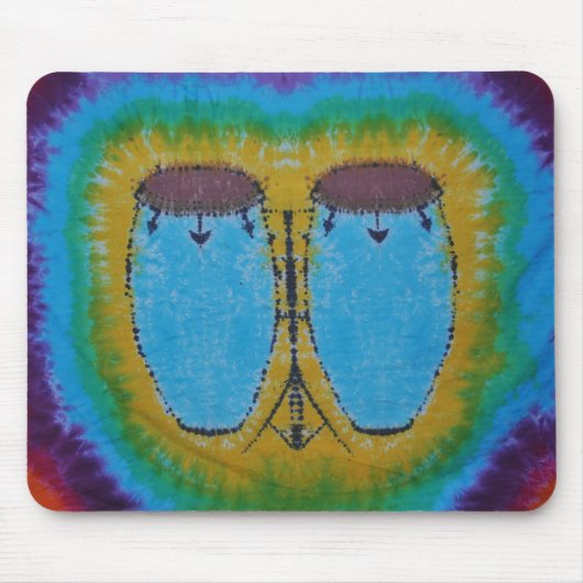 Blue Conga Drums Gefärbte Krawatte Mousepad (Vorne)