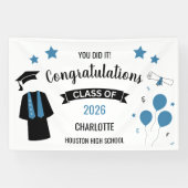 Blue Congratulations Graduation Banner (Horizontal)