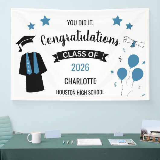 Blue Congratulations Graduation Banner (Messe)