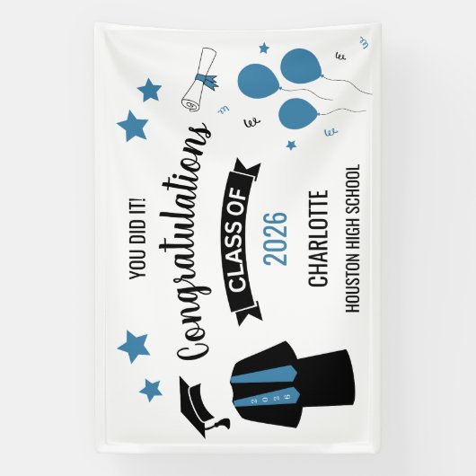 Blue Congratulations Graduation Banner (Vertikal)