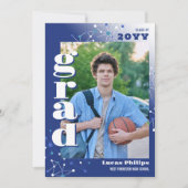 Blue Connections 2 in 1 Foto Abschluss Einladung (Vorderseite)