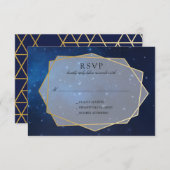 Blue Constellation Wedding RSVP Mitternacht (Vorne/Hinten)