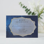 Blue Constellation Wedding RSVP Mitternacht Karte (Stehend Vorderseite)