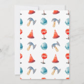 Blue Construction Trucks Boy Birthday Party Einladung (Rückseite)