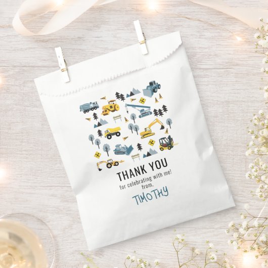 Blue Construction Trucks & Site Birthday Party Geschenktütchen (Ausgeschnitten)