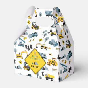 Blue Construction Trucks & Site Theme Geburtstag Geschenkschachtel