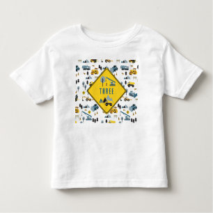 Blue Construction Trucks & Site Theme Muster Alter Kleinkind T-shirt