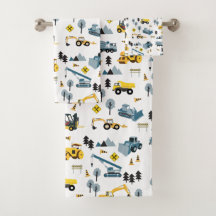 Blue Construction Trucks & Site Theme Muster