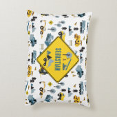 Blue Construction Trucks & Site Theme Muster Dekokissen (Rückseite(Vertikal))