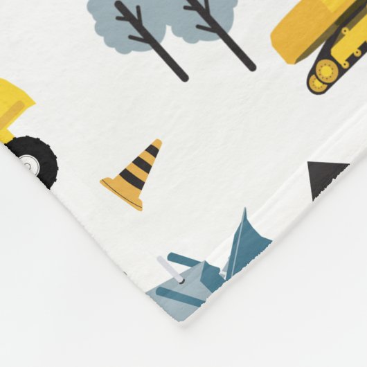 Blue Construction Trucks & Site Theme Muster Fleecedecke (Ecke)